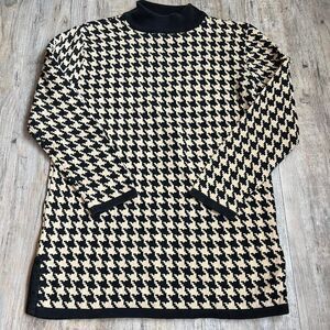 Anne Klein Sweater Women's M Houndstooth Brown Black